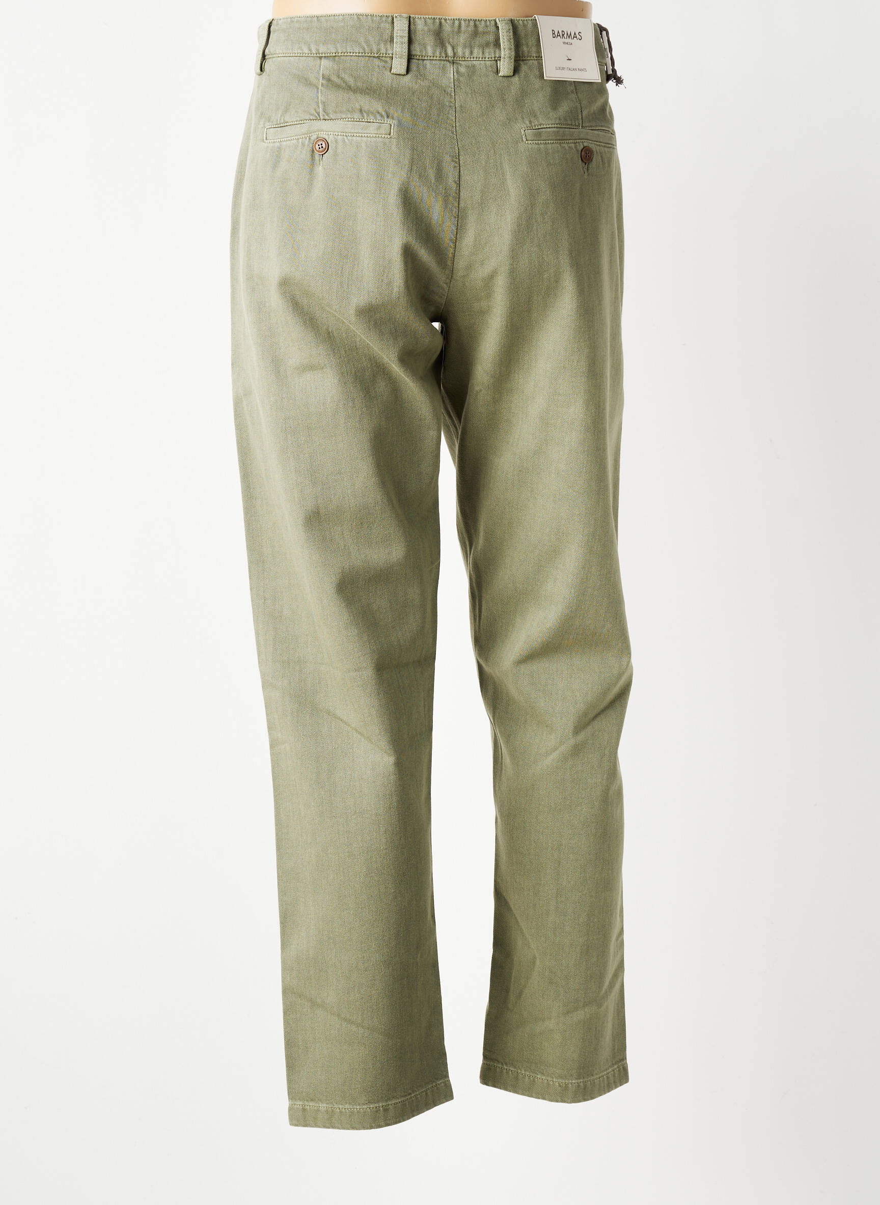 Pantalon droit fermeture zippée sous rabat avec crochet vert BARMAS homme