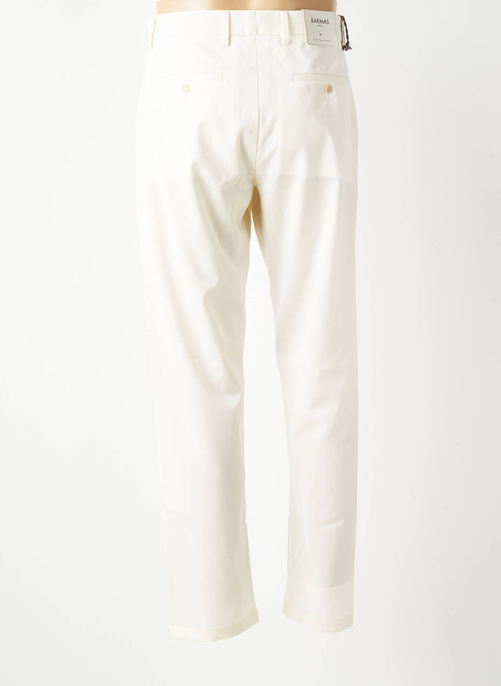 Pantalon slim fermeture zippée sous rabat avec crochet beige BARMAS homme