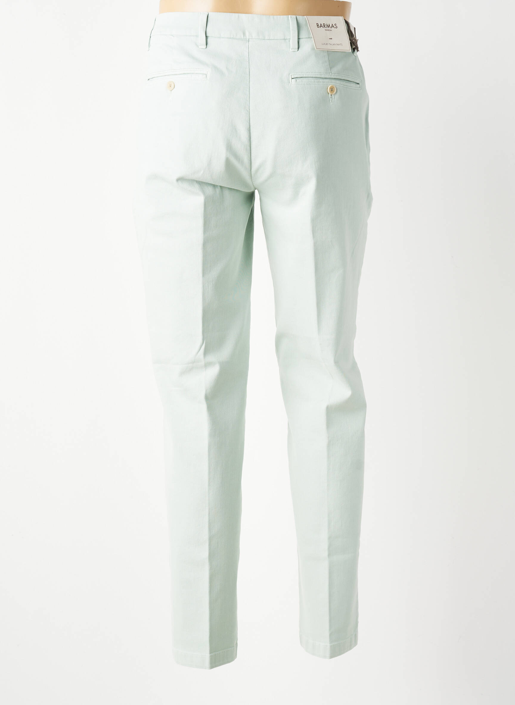 Pantalon slim fermeture zippée sous rabat boutonné vert BARMAS homme