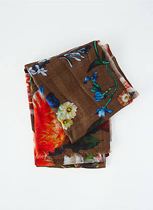 Foulard tissage popeline marron THE BLUE TURBAN femme