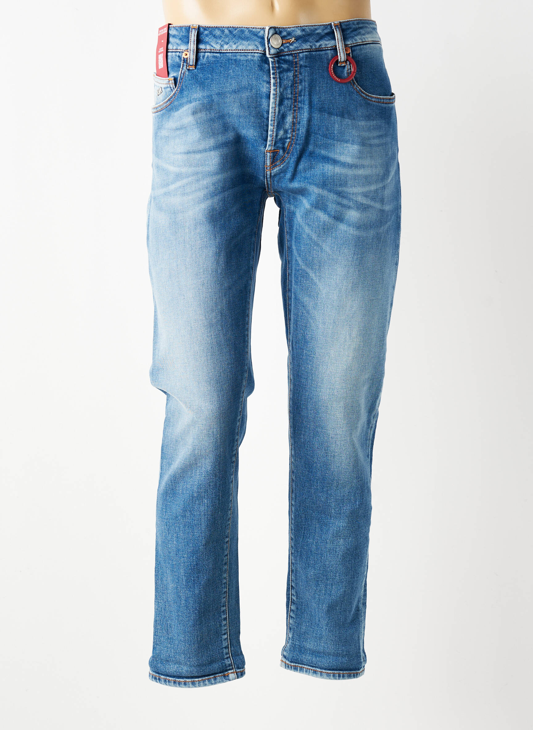 Jeans coupe slim fermeture boutonnée sur le devant taille normale bleu clair TRAMAROSSA homme
