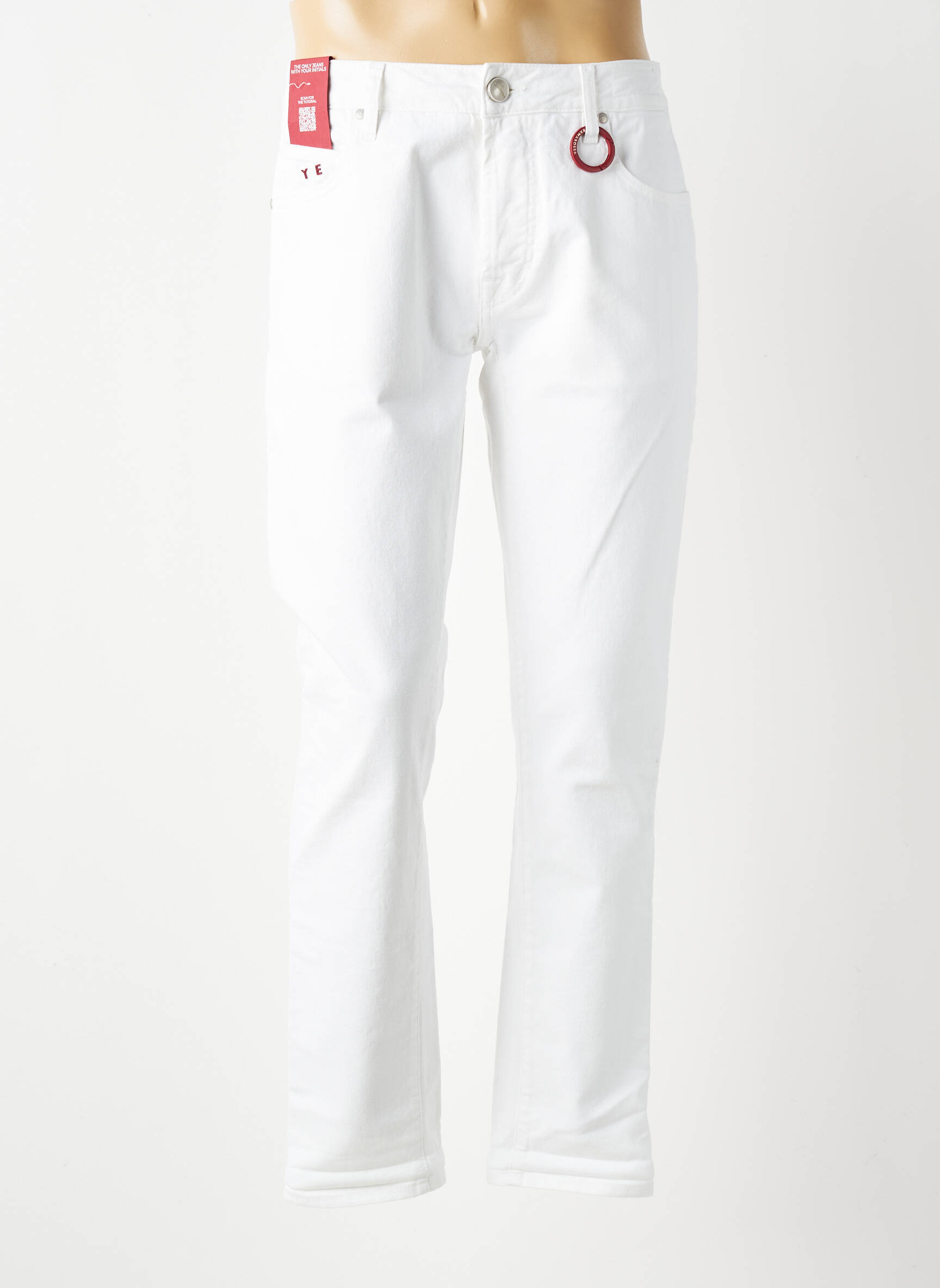Jeans coupe slim fermeture boutonnée sur le devant taille normale blanc TRAMAROSSA homme