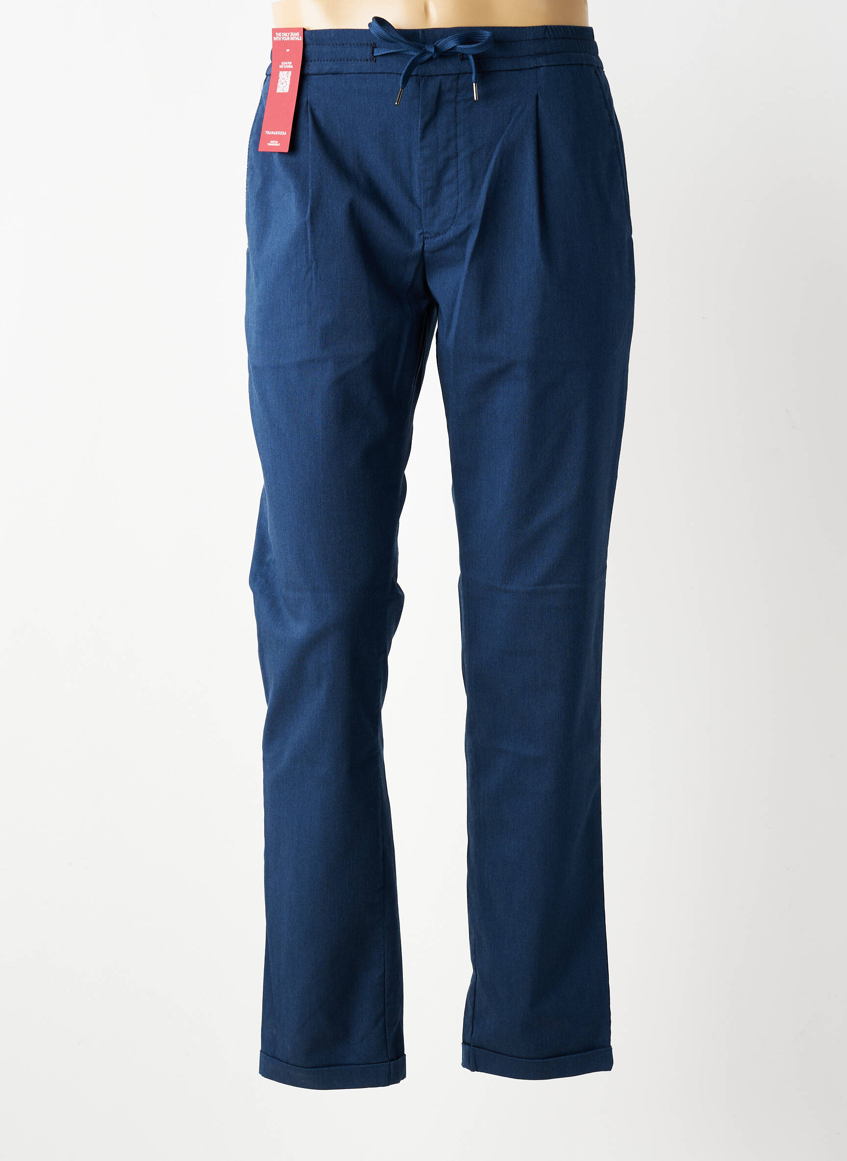Pantalon chino fermeture zippée sous rabat avec crochet taille normale bleu TRAMAROSSA homme