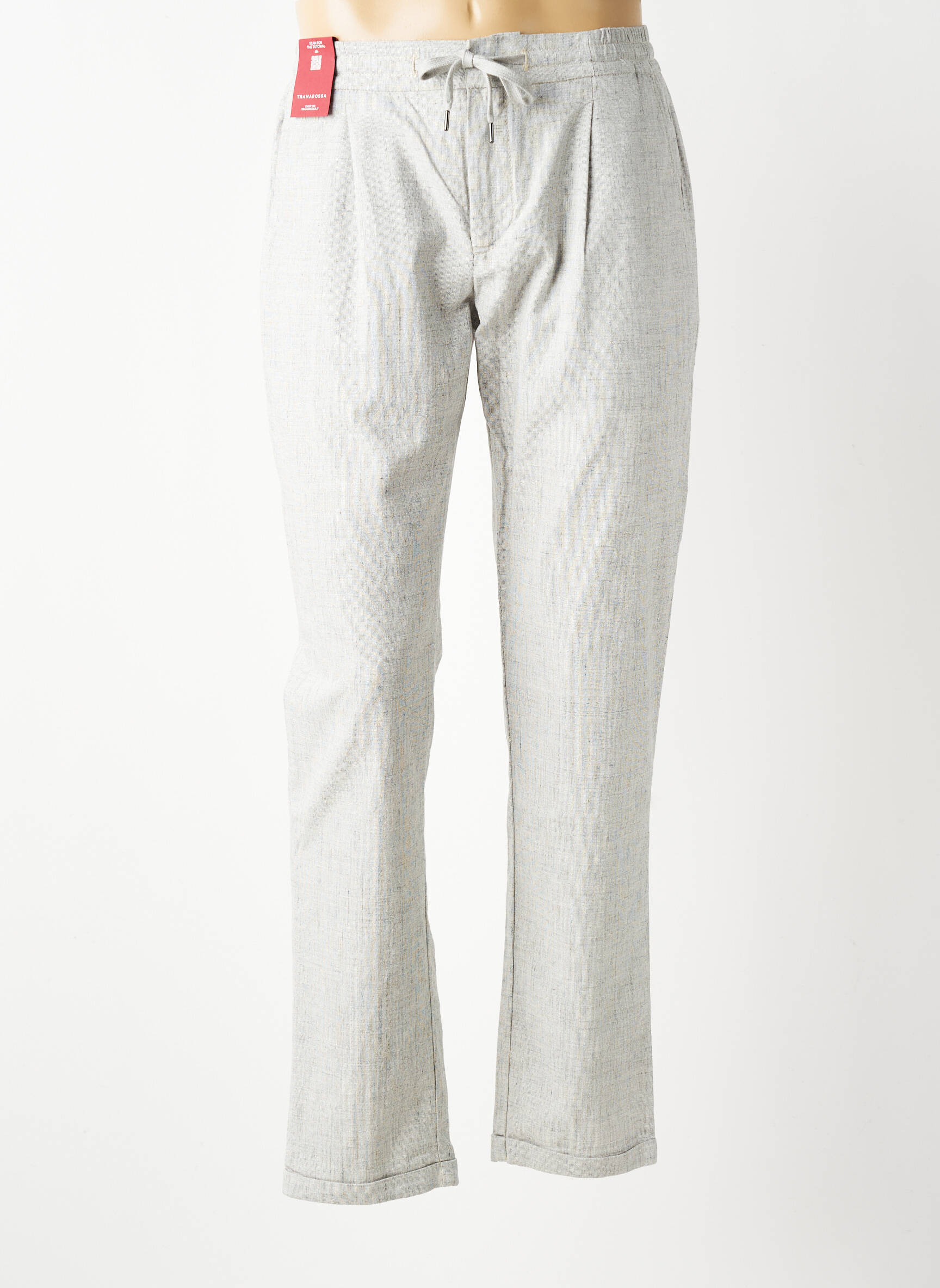 Pantalon chino fermeture zippée sous rabat avec crochet taille normale gris TRAMAROSSA homme