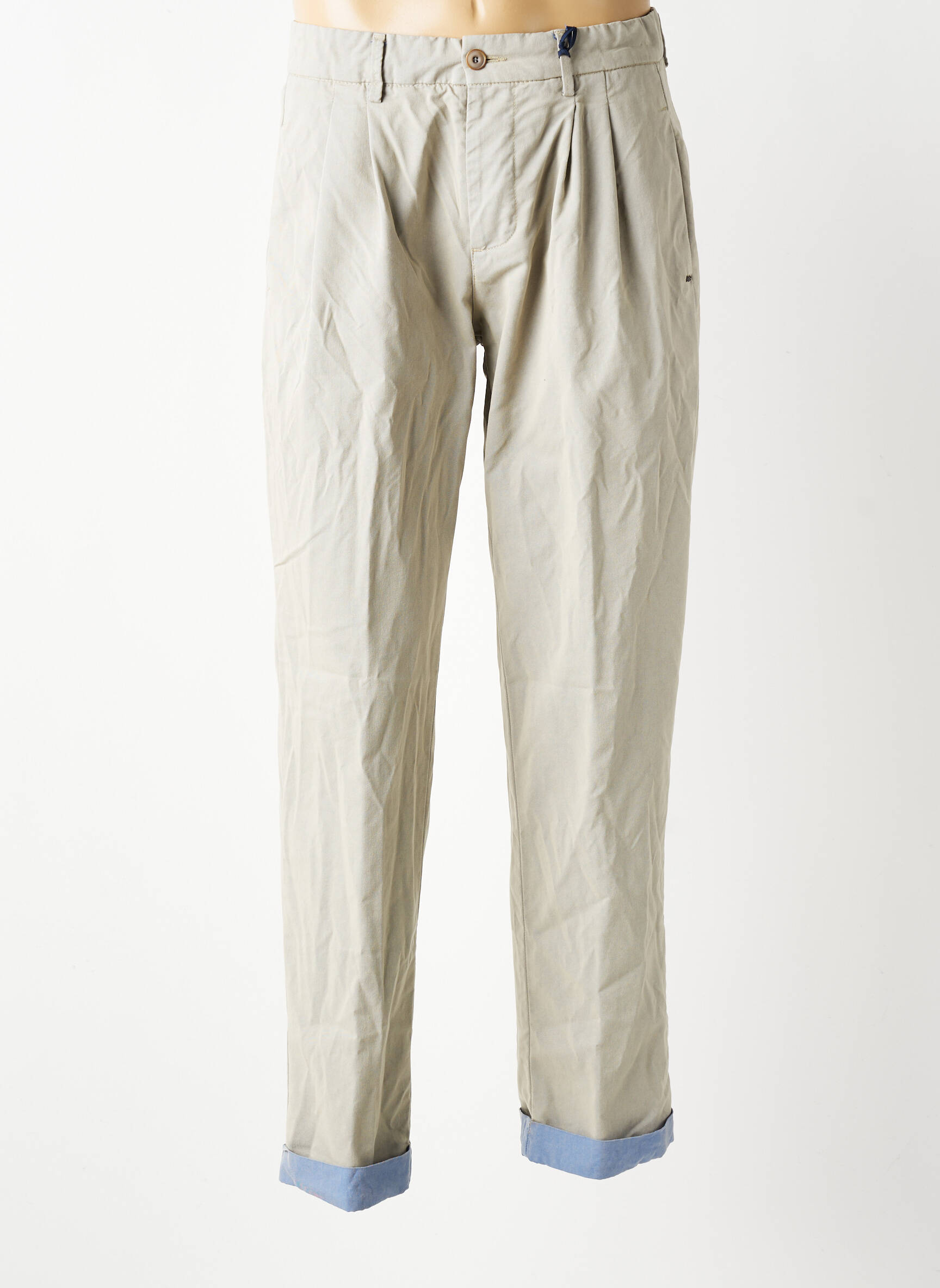 Pantalon chino tissage popeline taille haute gris BOB homme