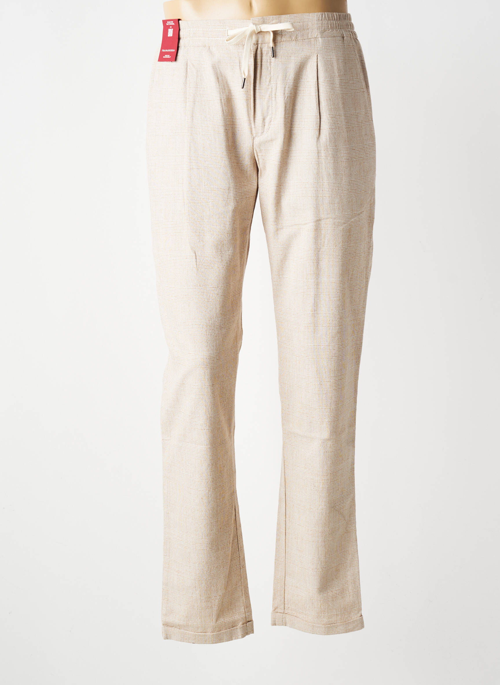 Pantalon chino imprimé imprimé prince de galle taille normale beige TRAMAROSSA homme