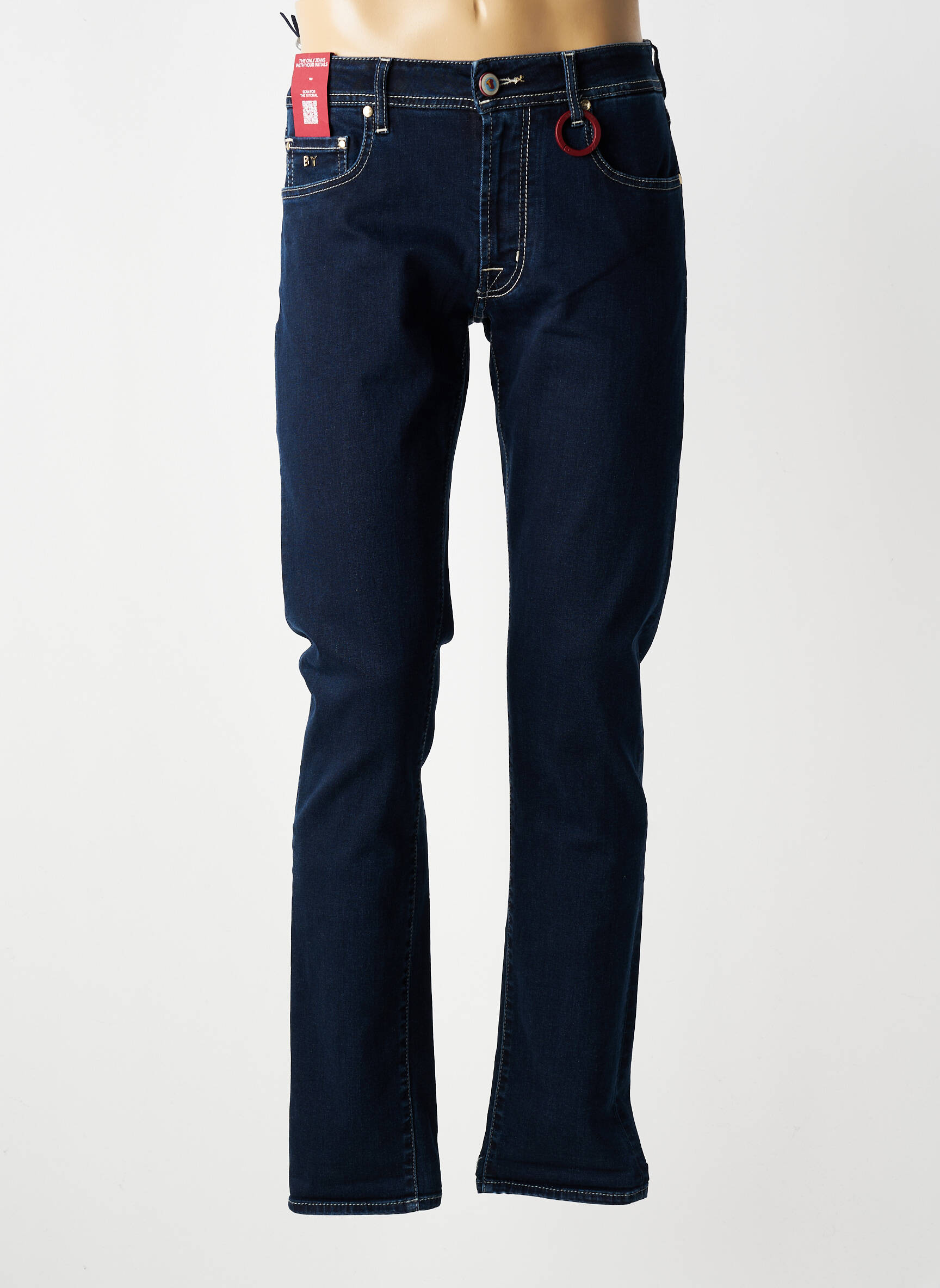 Jeans coupe slim stretch taille normale bleu fonce TRAC homme