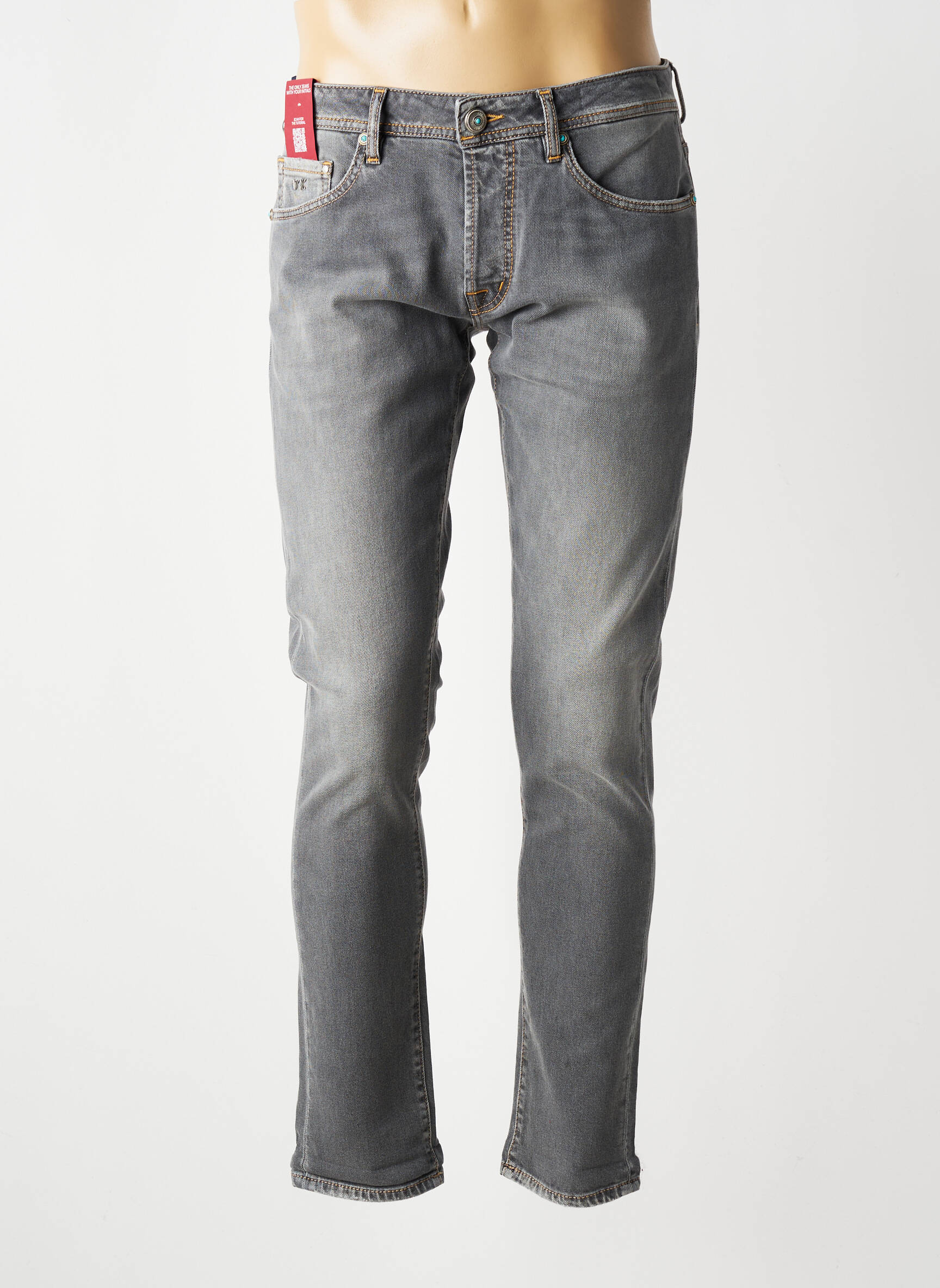 Jeans coupe slim fermeture boutonnée sur le devant taille normale gris TRAMAROSSA homme