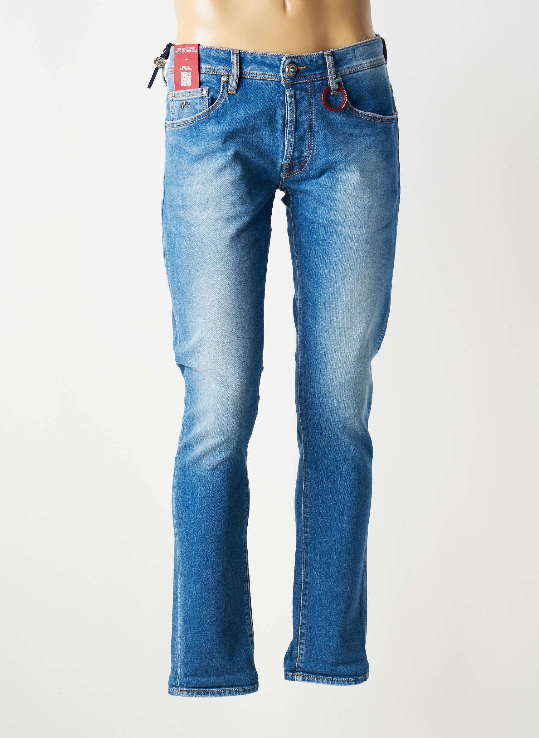 Jeans coupe slim fermeture boutonnée sur le devant taille normale bleu TRAMAROSSA homme