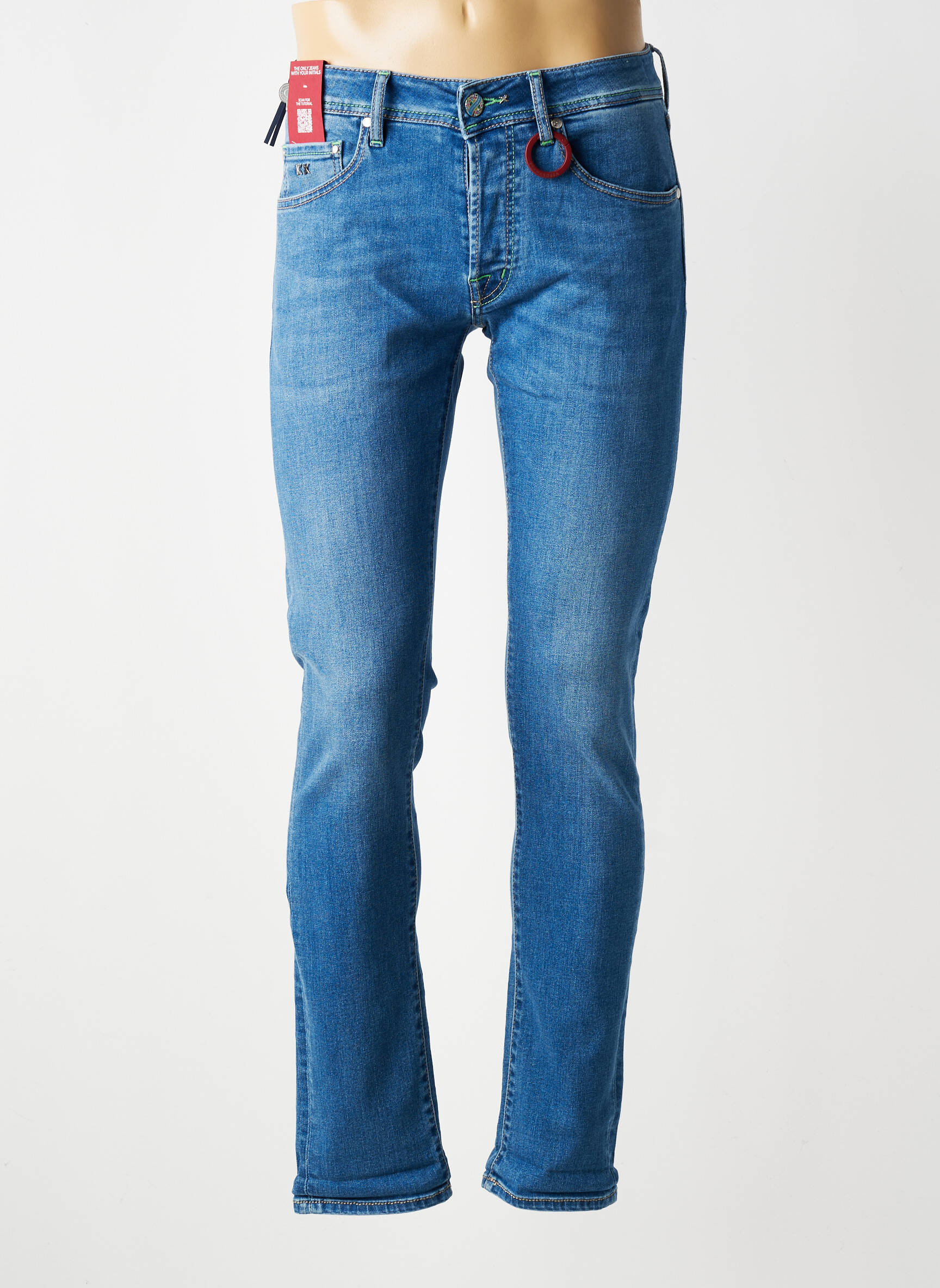 Jeans coupe slim fermeture boutonnée sur le devant taille normale bleu TRAMAROSSA homme