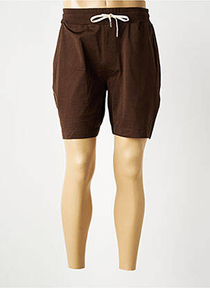 Bermuda taille élastique marron WOOL & CO homme