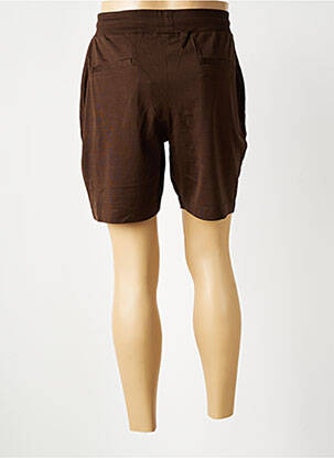 Bermuda taille élastique marron WOOL & CO homme