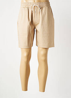 Bermuda taille élastique beige WOOL & CO homme