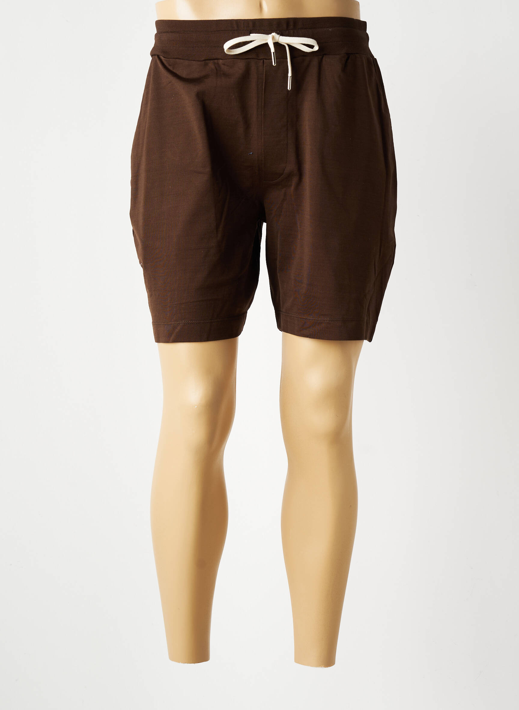 Bermuda taille élastique marron WOOL & CO homme