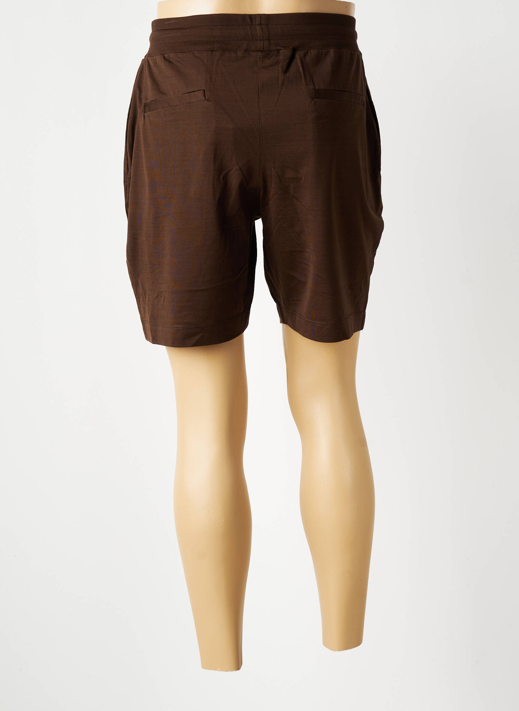 Bermuda taille élastique marron WOOL & CO homme