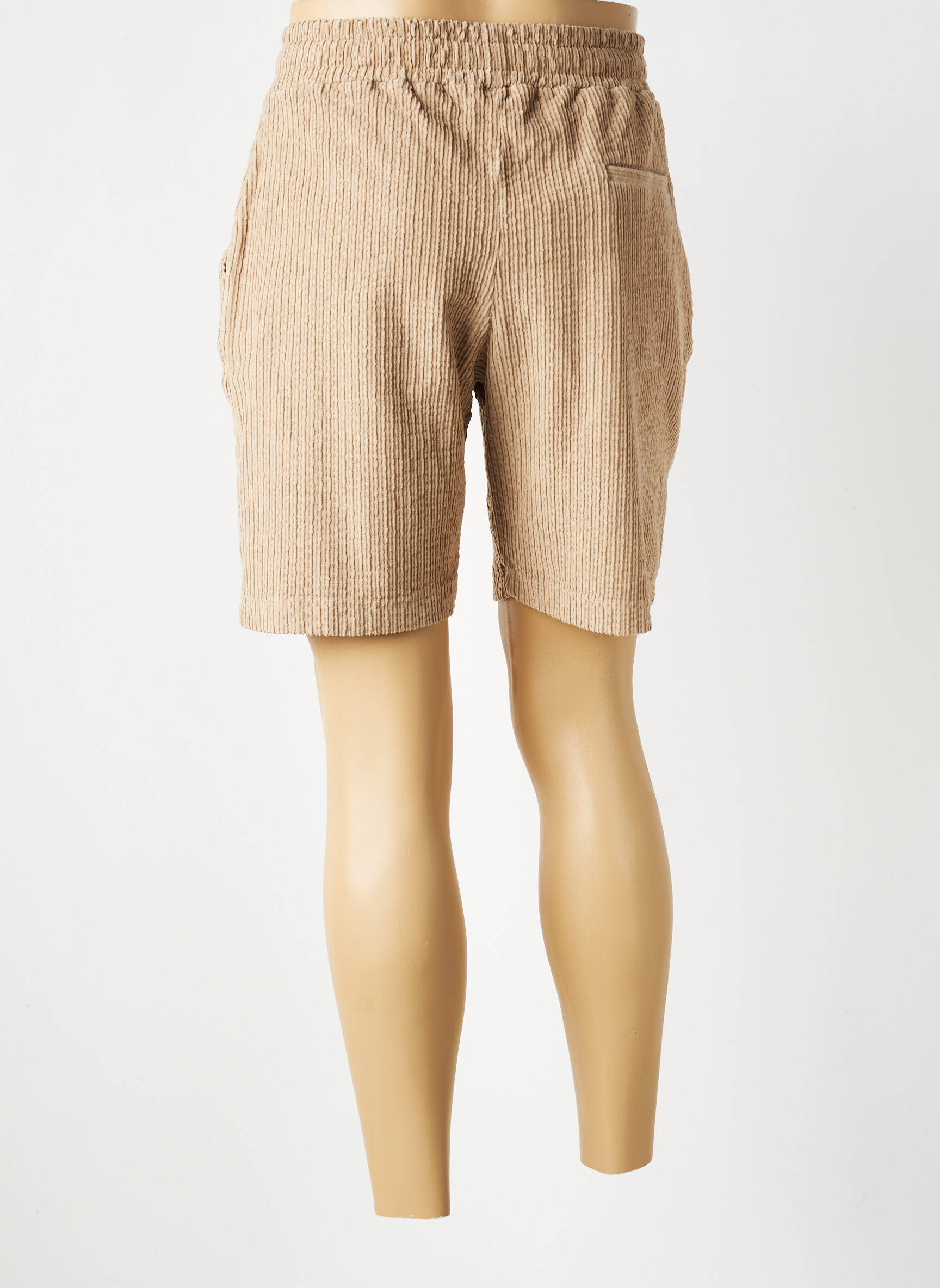 Bermuda taille élastique beige WOOL & CO homme