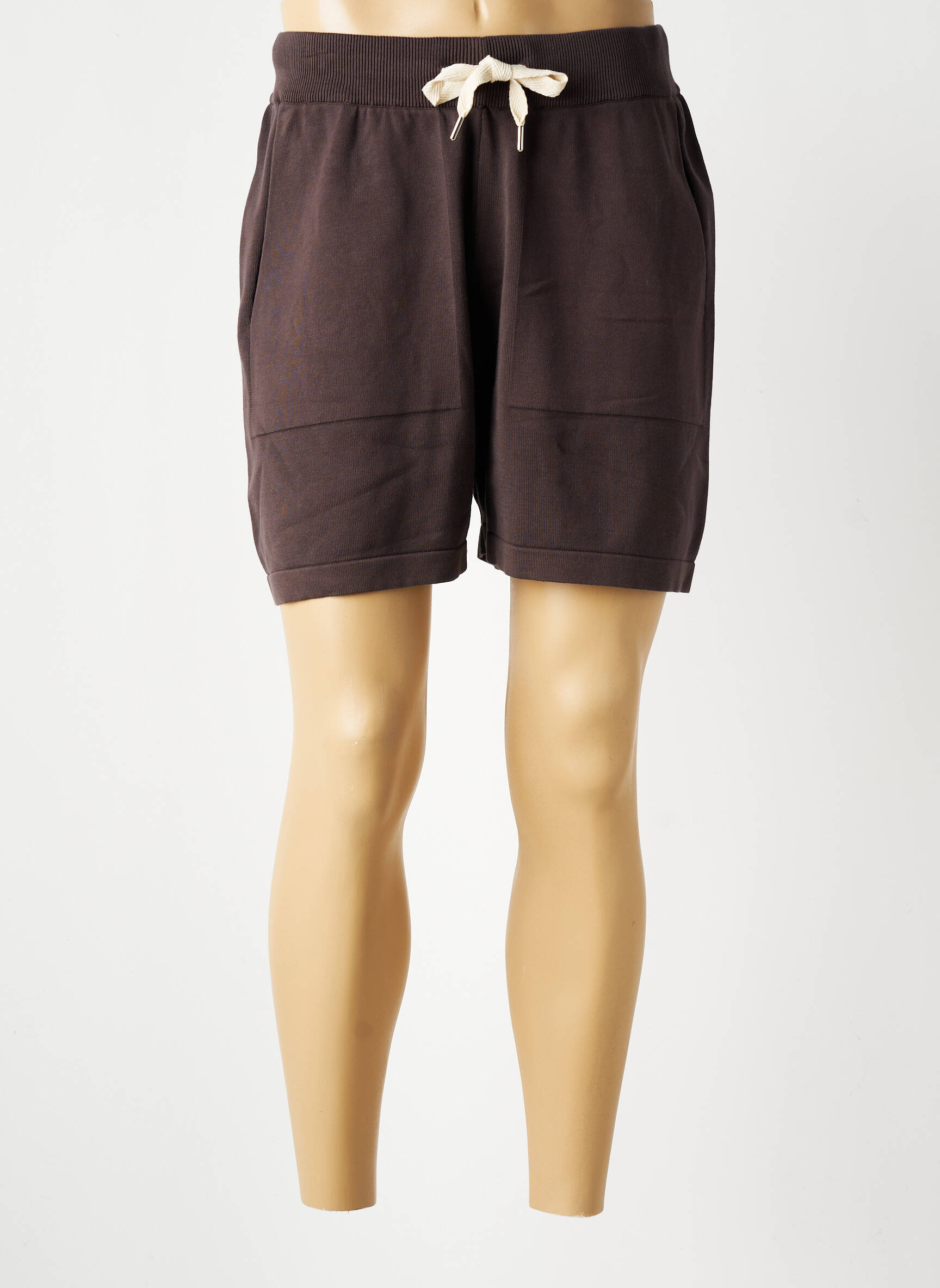 Bermuda taille élastique marron WOOL & CO homme