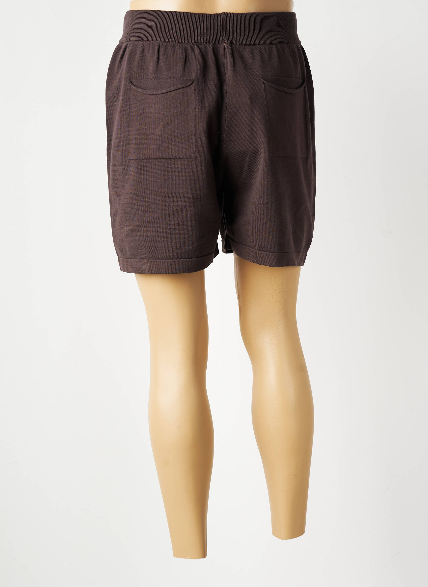 Bermuda taille élastique marron WOOL & CO homme