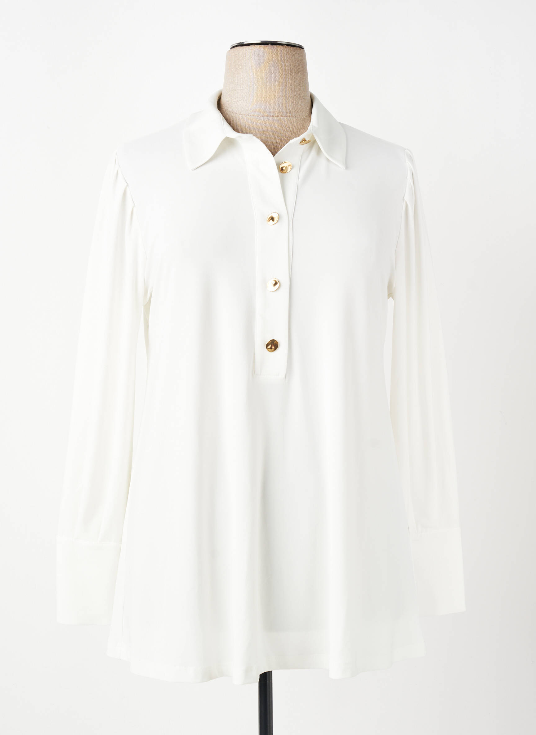 Polo manches longues manches longues blanc YOEK femme
