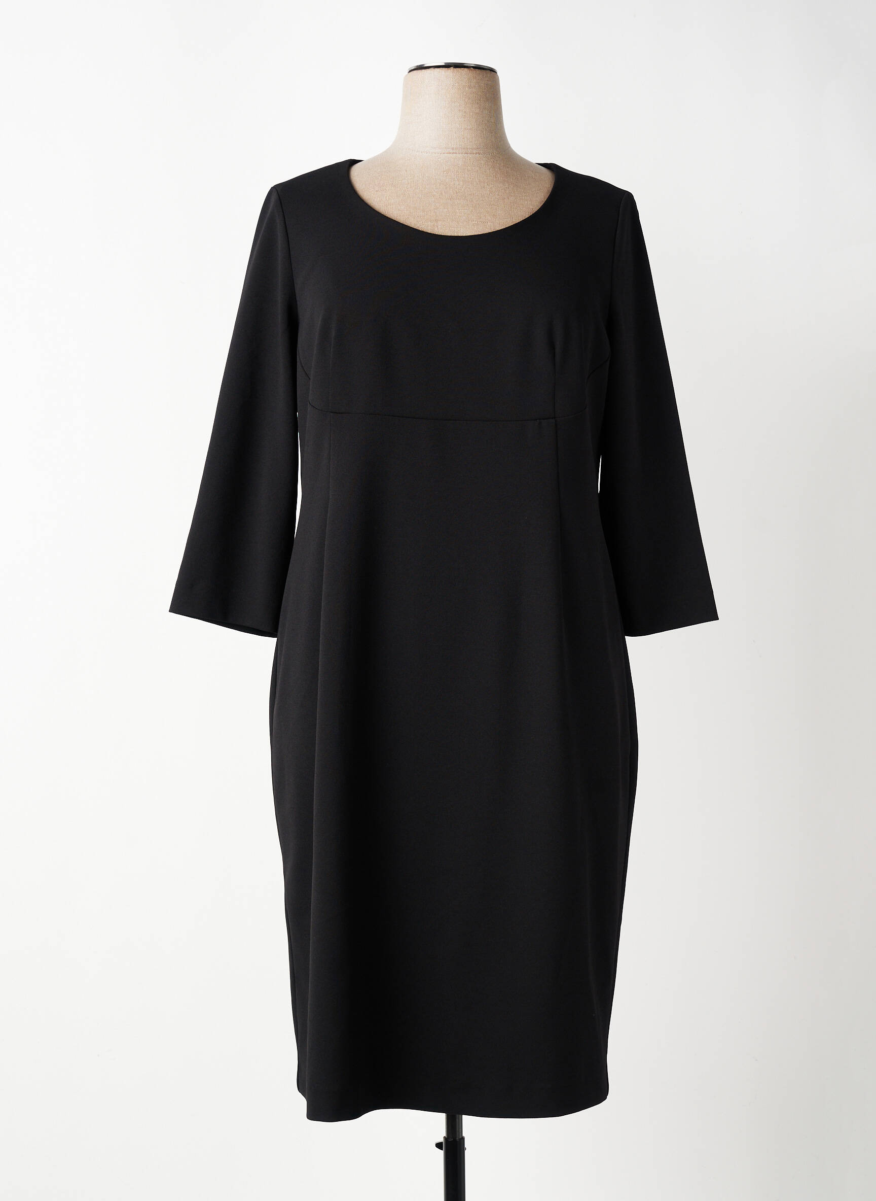 Robe mi-longue manches 3/4 manches 3/4 noir ELENA MIRO femme