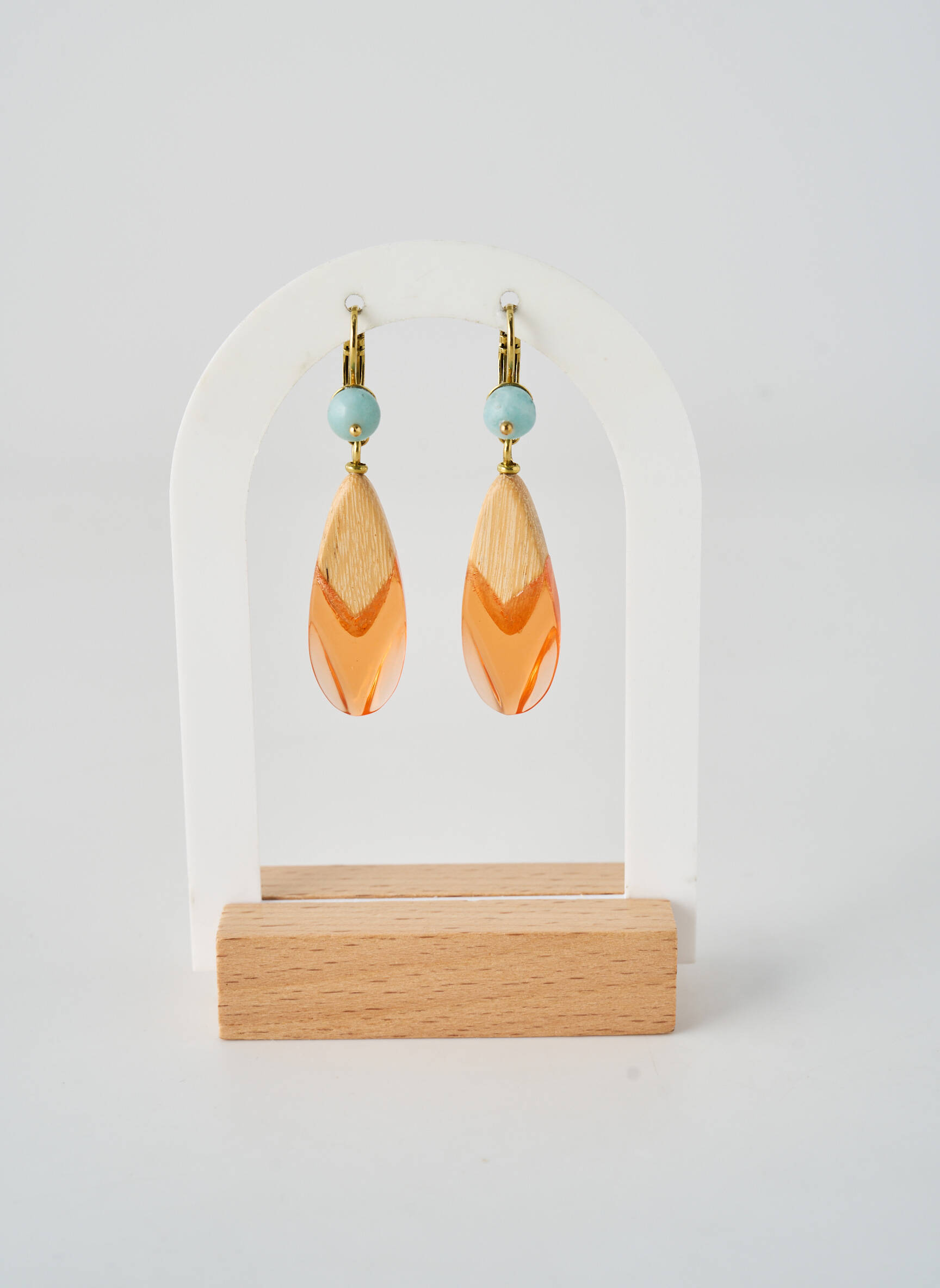 Boucles d’oreilles fermeture crochet orange NATURE BIJOUX femme