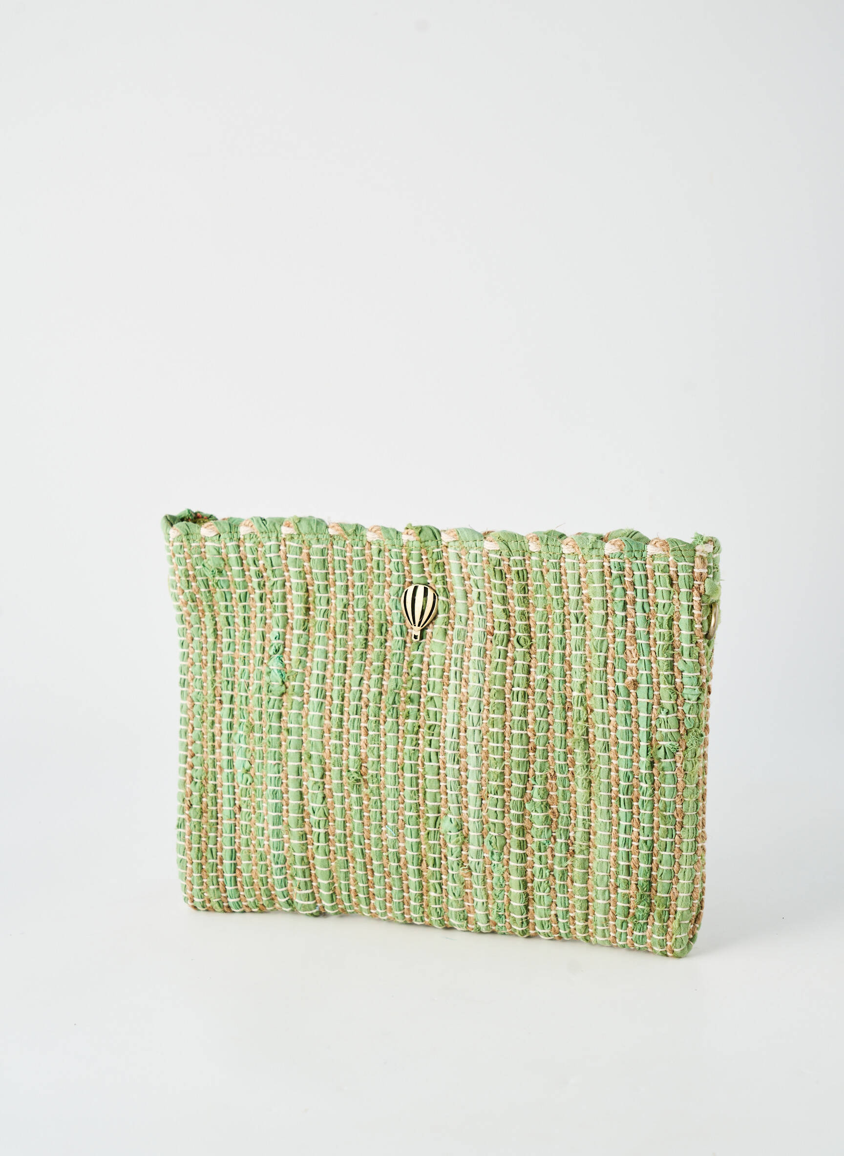 Pochette doublure textile vert LE VOYAGE EN PANIER femme