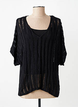 Pull col v manches courtes noir TIFFOSI femme