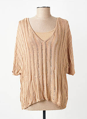 Pull col v manches courtes beige TIFFOSI femme