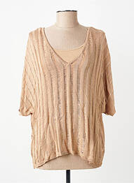 Pull col v manches courtes beige TIFFOSI femme