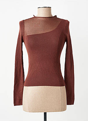 Pull col bateau manches longues marron SALSA femme