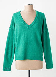 Pull tissage chiné manches longues vert LE TEMPS DES CERISES femme