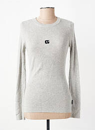 Pull tissage chiné manches longues gris LE TEMPS DES CERISES femme