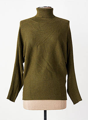 Pull col roulé tissage chiné manches longues vert SOYACONCEPT femme