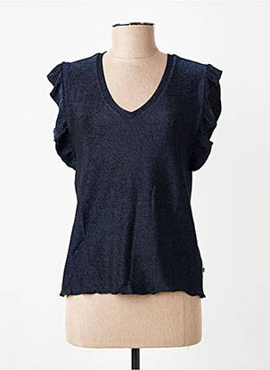 Top stretch manches courtes bleu LE TEMPS DES CERISES femme