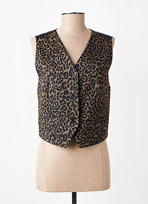 Gilet sans manche poches marron LE TEMPS DES CERISES femme