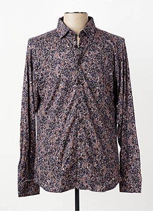 Chemise manches longues coupe cintrée marron DESOTO homme