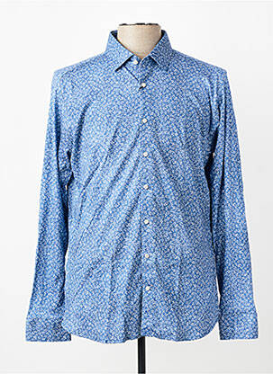 Chemise manches longues imprimé fantaisie bleu DESOTO homme