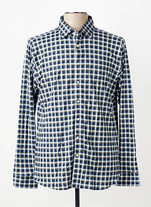 Chemise manches longues imprimé carreaux bleu DESOTO homme