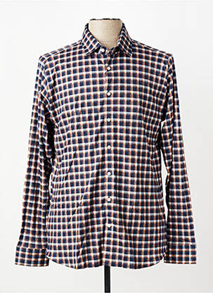 Chemise manches longues imprimé carreaux orange DESOTO homme