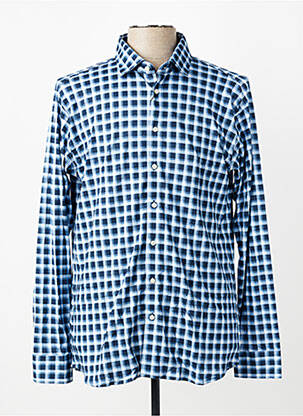 Chemise manches longues imprimé carreaux bleu DESOTO homme