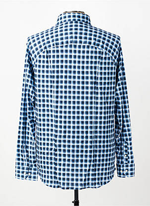 Chemise manches longues imprimé carreaux bleu DESOTO homme