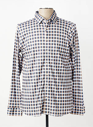 Chemise manches longues imprimé carreaux beige DESOTO homme