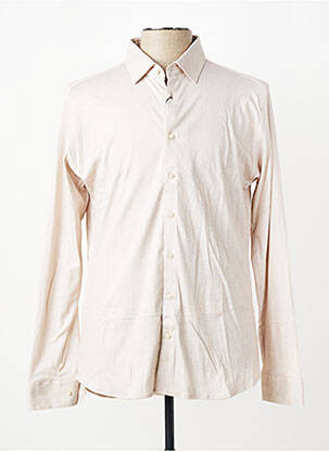 Chemise manches longues coupe cintrée beige DESOTO homme