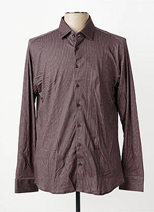 Chemise manches longues coupe cintrée marron DESOTO homme