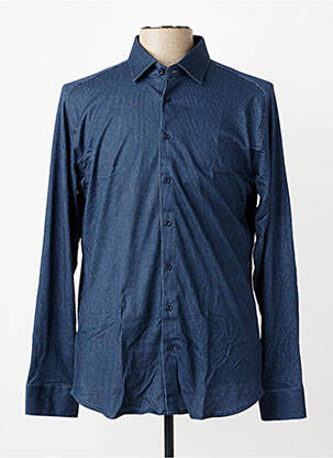Chemise manches longues coupe cintrée bleu DESOTO homme