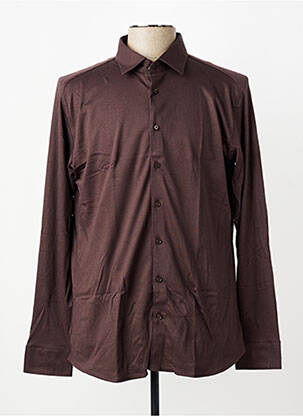 Chemise manches longues coupe cintrée marron DESOTO homme