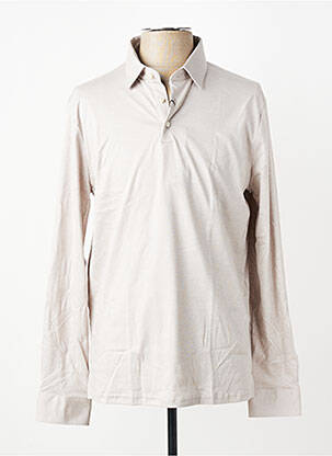 Polo tissage chiné manches longues beige DESOTO homme