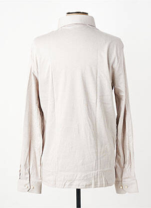 Polo tissage chiné manches longues beige DESOTO homme
