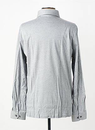 Polo tissage chiné manches longues gris DESOTO homme