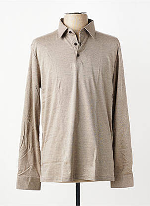 Polo tissage chiné manches longues marron DESOTO homme